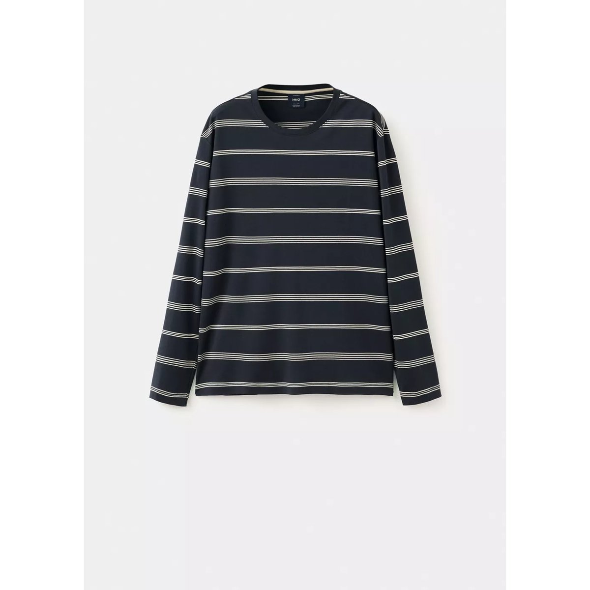 T-shirt 100 % coton rayures bleu marine, MANGO MAN