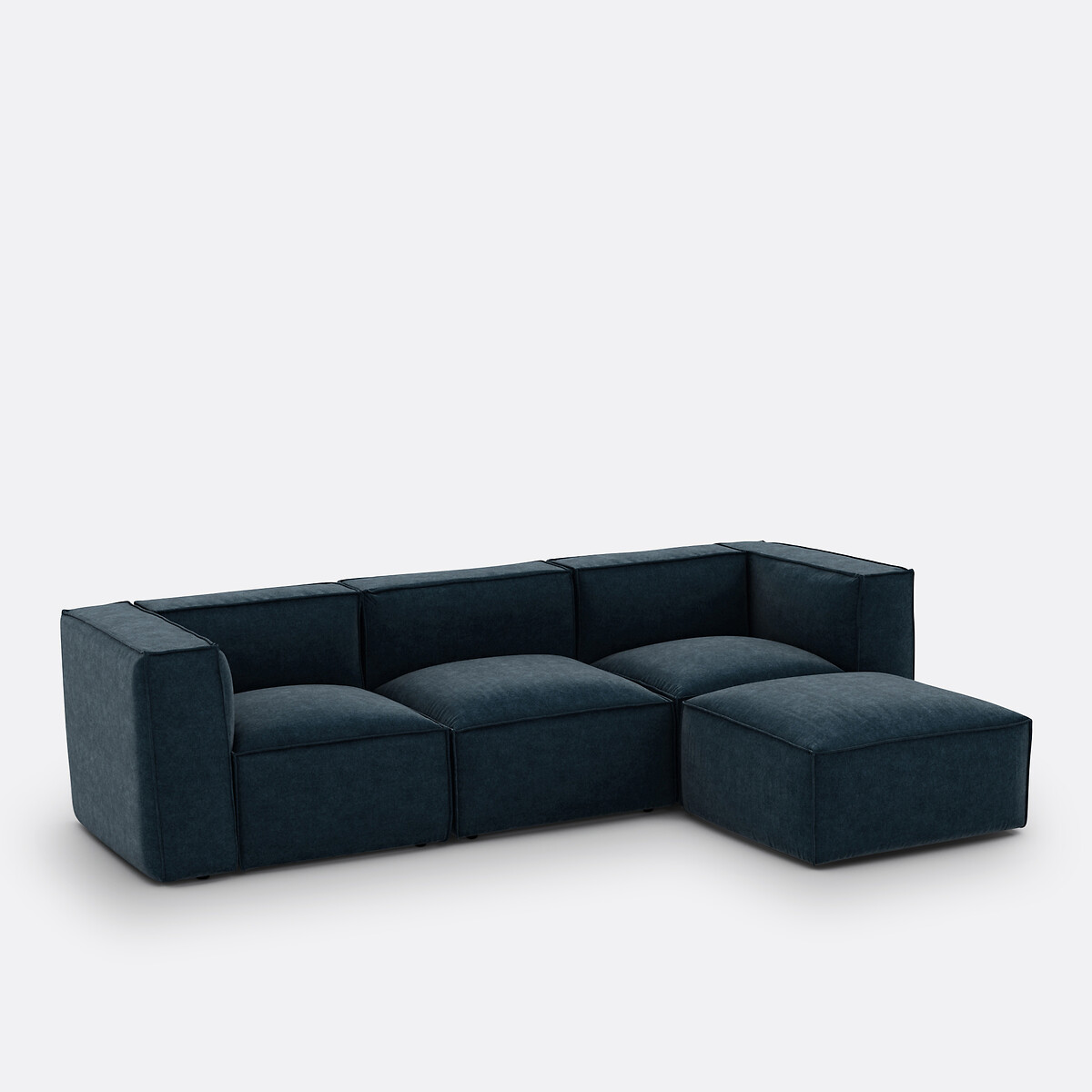 Elément chauffeuse pour canapé modulable, en velours texturé, SEVEN bleu de prusse, LA REDOUTE INTERIEURS