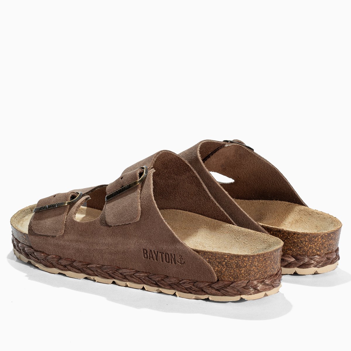 Sandales en cuir suédé BENALLA dark beige, BAYTON