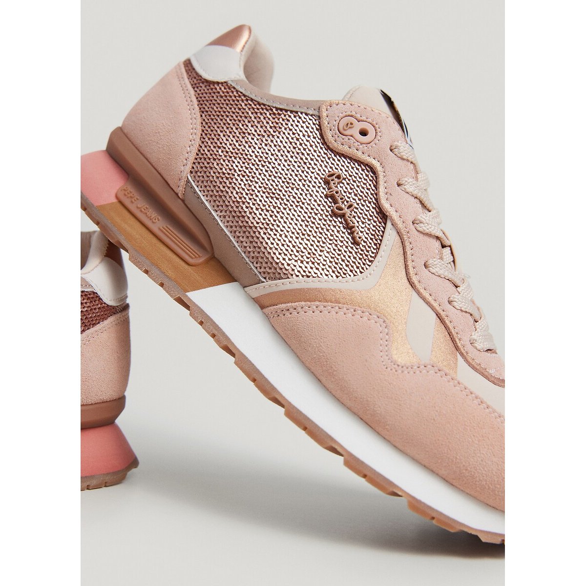 Baskets basses Brit Sequins rose, PEPE JEANS
