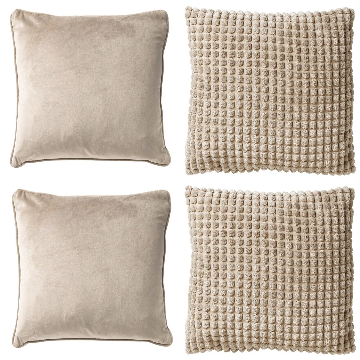 Coussins Harmonie textures (Lot de 4) beige, DUTCH DECOR