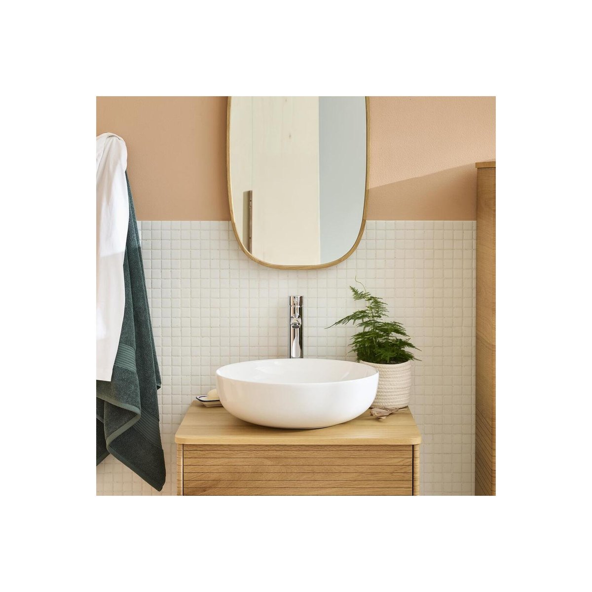 Vasque à poser ronde en céramique blanche 42cm SACHA blanc, MOB IN