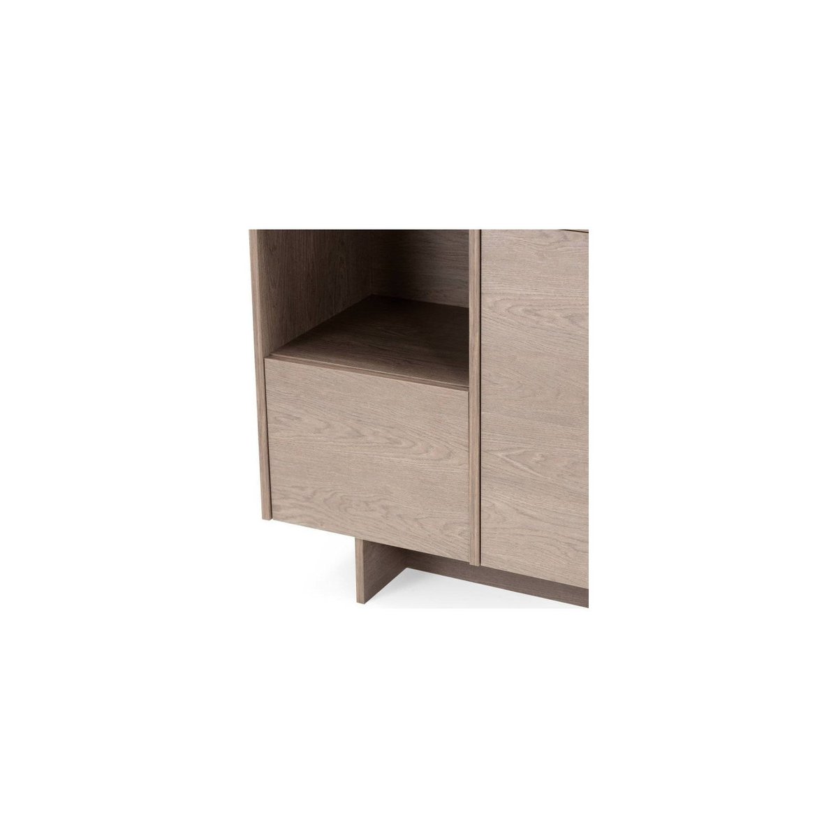Commode 4 portes en bois, Design minimaliste chêne perle, RECOLLECTION