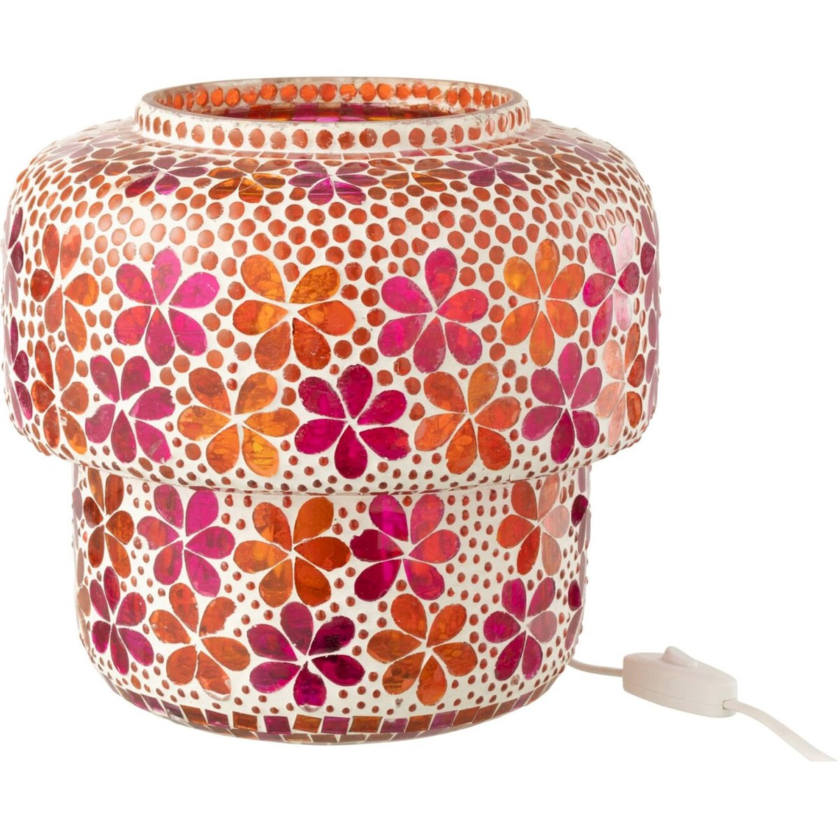 Lampe de table mosaïque en verre rose foncé et orange, RECOLLECTION