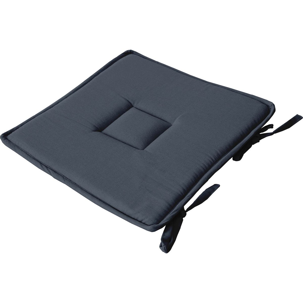 Galette de chaise plate en coton avec liens PANAMA gris foncé, TOILINUX