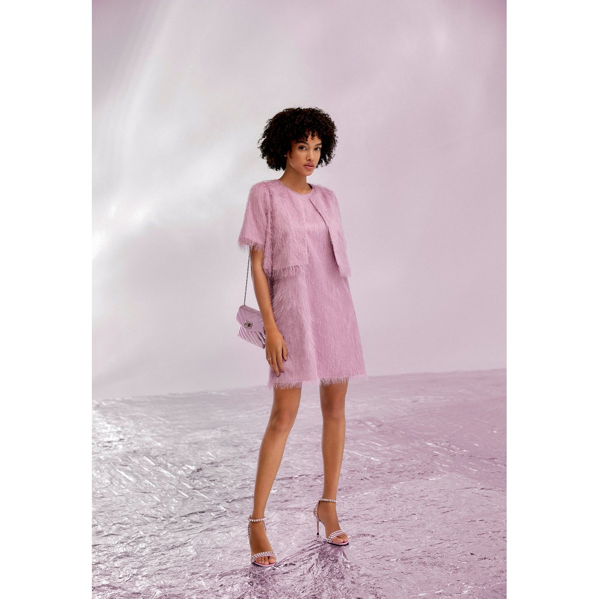 Robe de soirée à franges peony blush, VERA MONT
