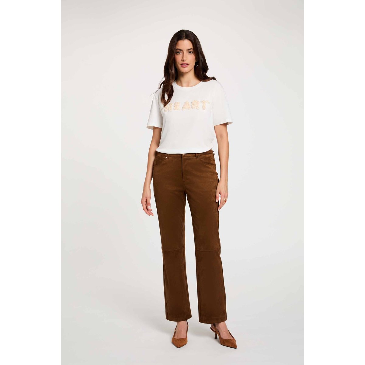 T-shirt broderie en relief blanc, MORGAN