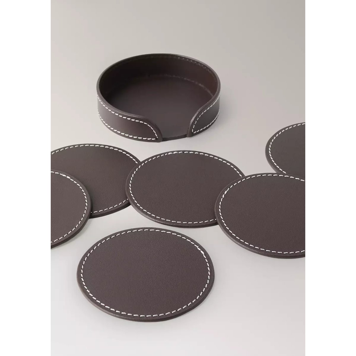 Dessous de verre 100 % cuir marron, MANGO HOME