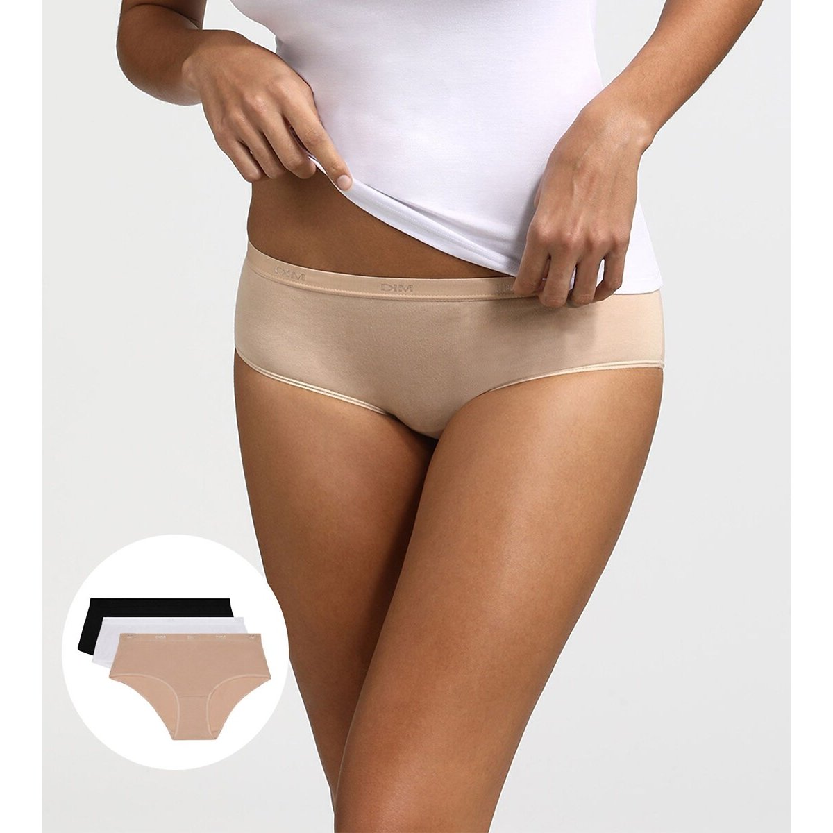 Lot de 3 boxers Pockets Ecodim blanc + peau + noir, DIM
