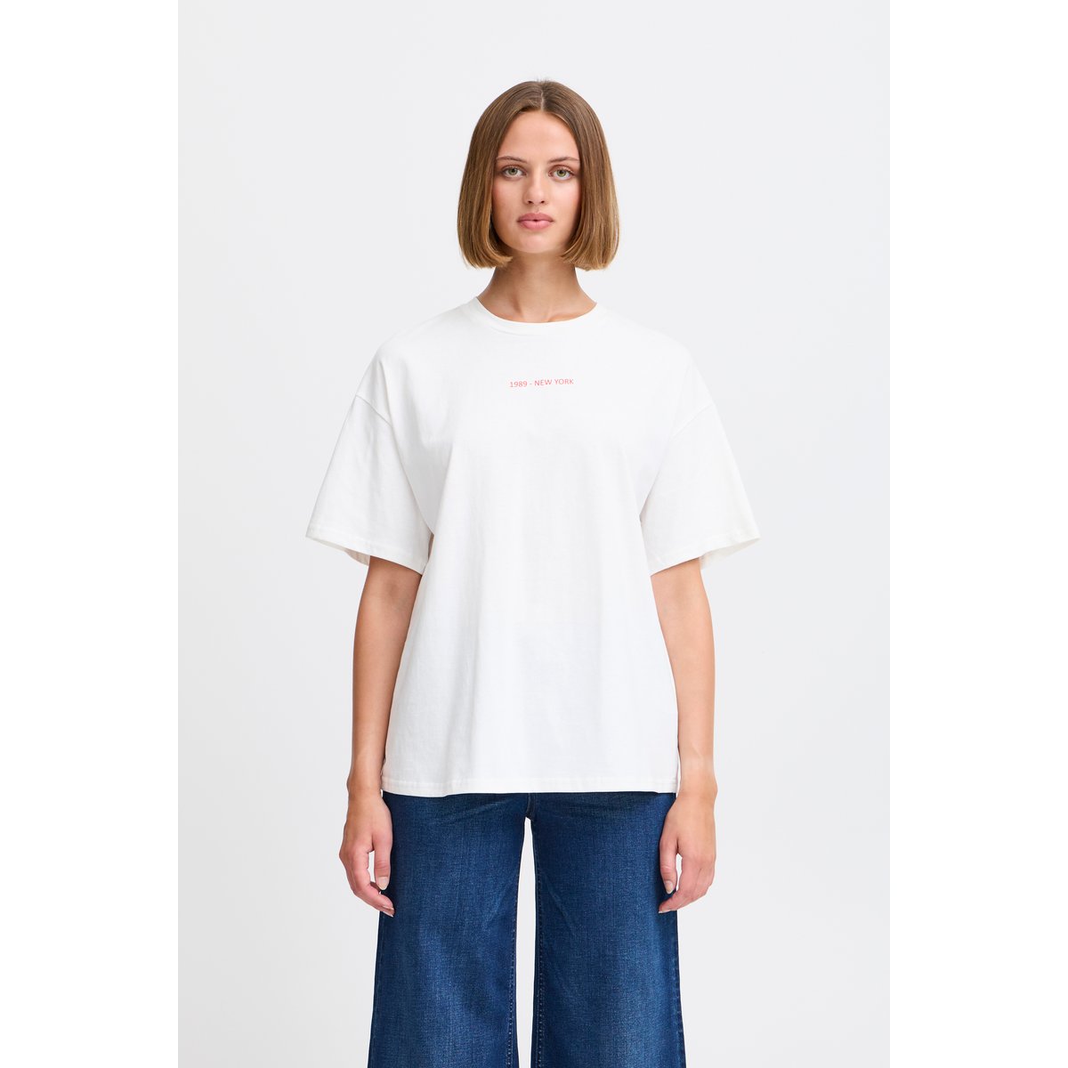 T-Shirt blanc cloud dancer w/racing red, ICHI