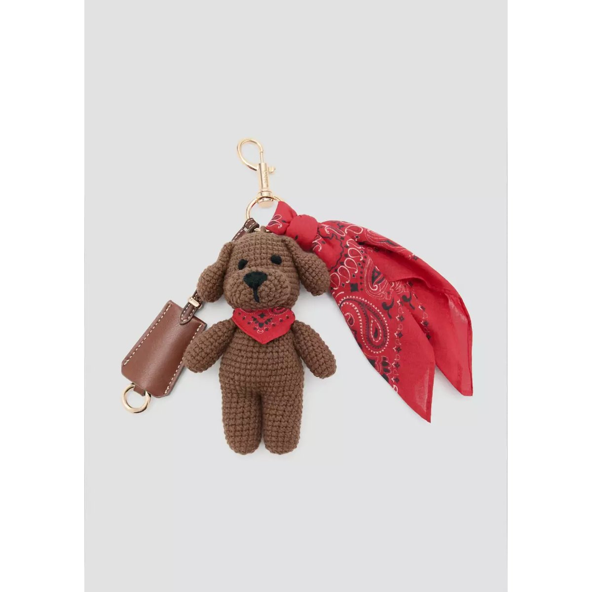 Porte-clés peluche avec foulard marron, MANGO