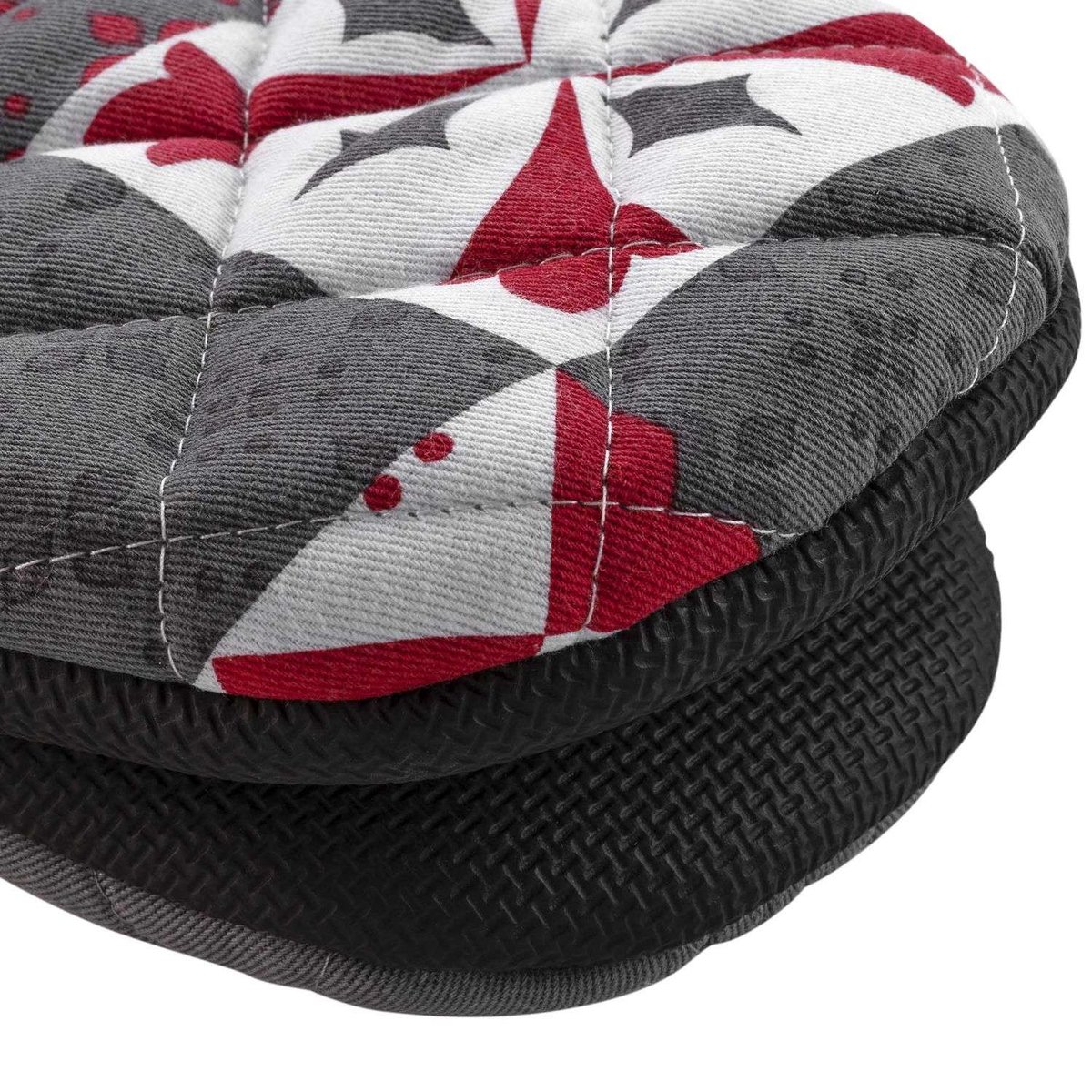 Ensemble gant et manique à motifs crédence gris, TOILINUX