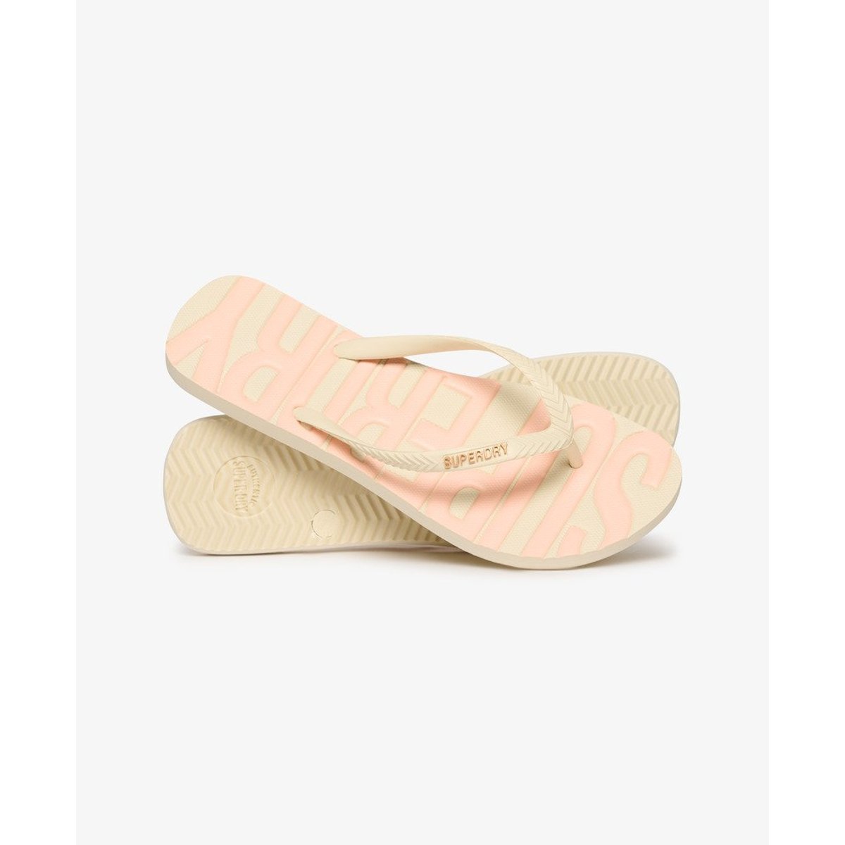 Tongs à logo Core riz blanc/corail, SUPERDRY