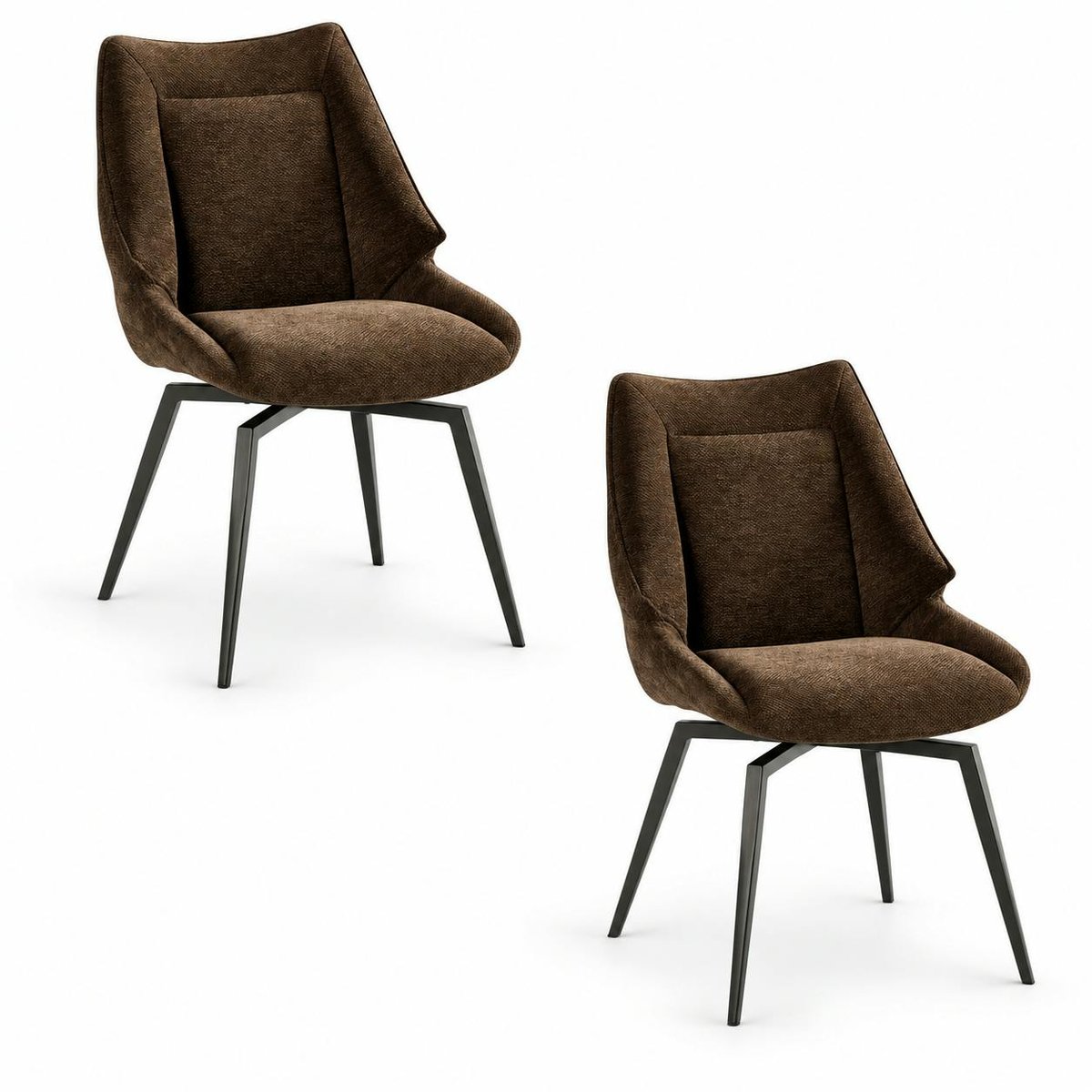 Chaise design tissu microfibre chocolat (lot de 2) IENA marron, PIER IMPORT