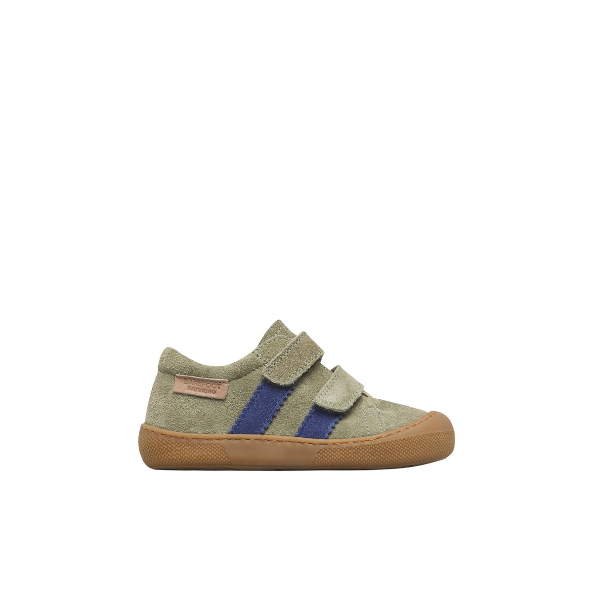 Chaussures premiers pas en suède BAREFOOT BISY VL vert olive-bleu, NATURINO