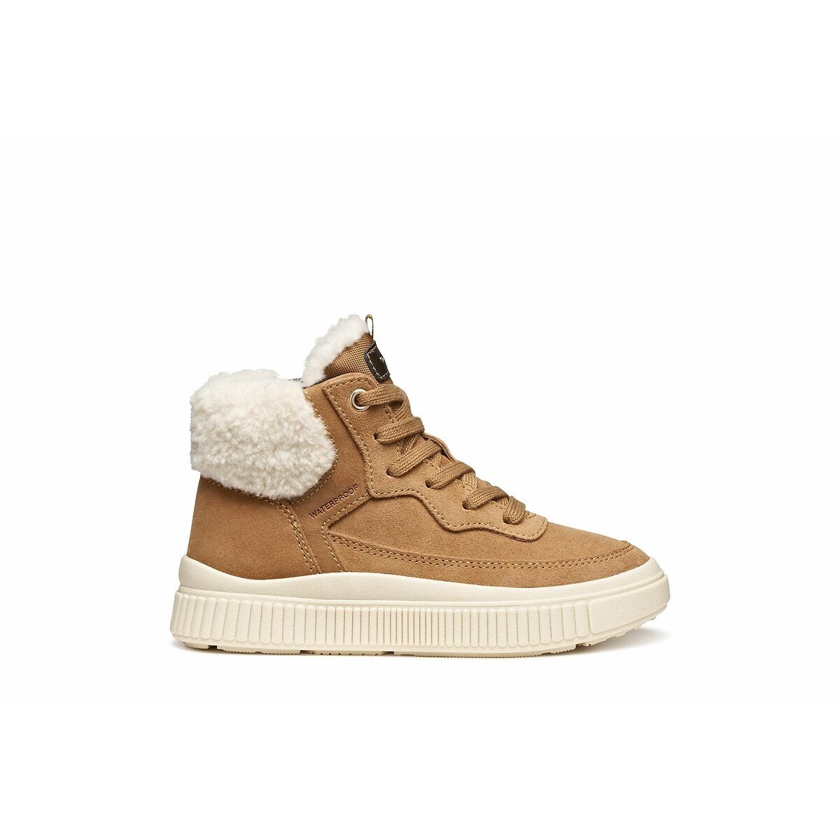 Kids Laquinny High Top Trainers with Faux Fur Lining brown, GEOX