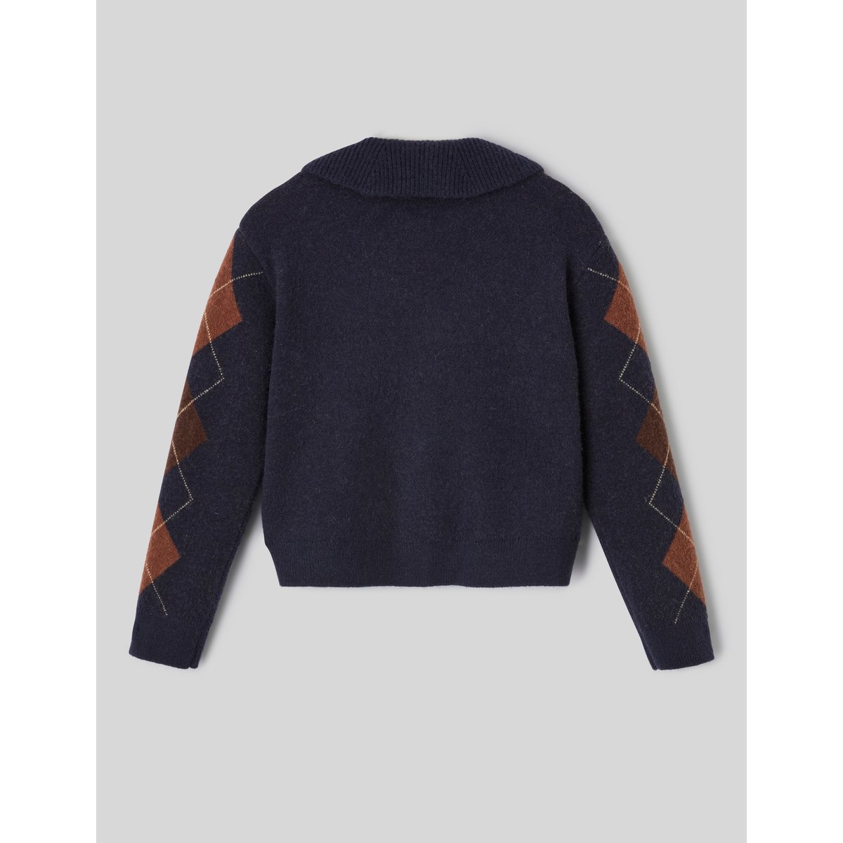 Cardigan jacquard boutonné bleu foncé, BZB