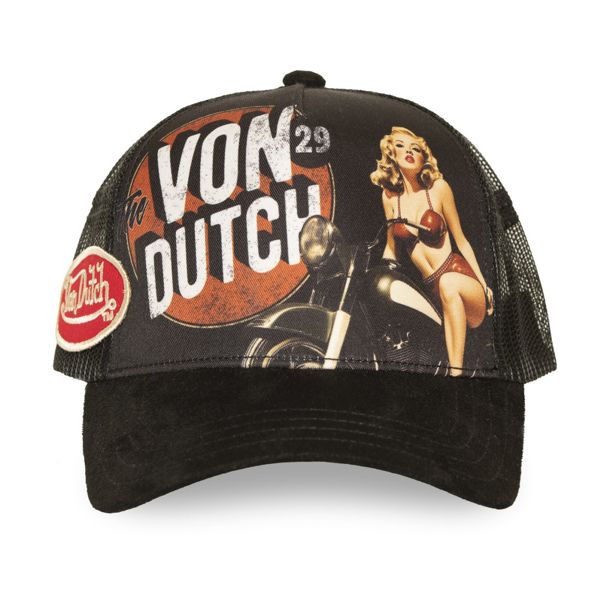 Casquette Trucker PINUP noir/orange/blanc, VON DUTCH