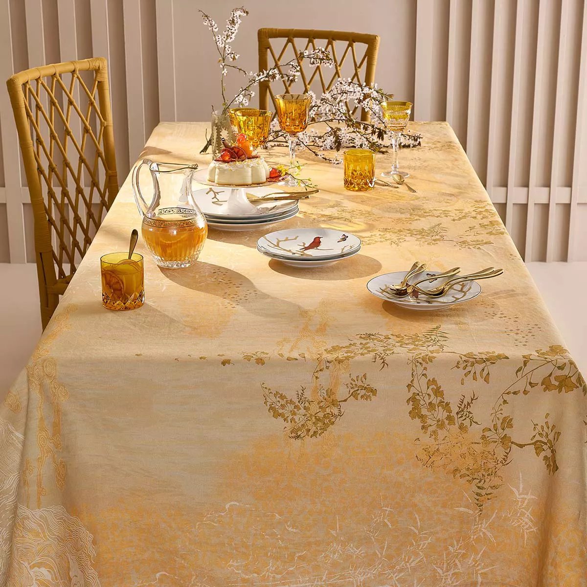 Chemin de table lin & coton lavé SOLEIL D'OR dore, GARNIER THIEBAUT