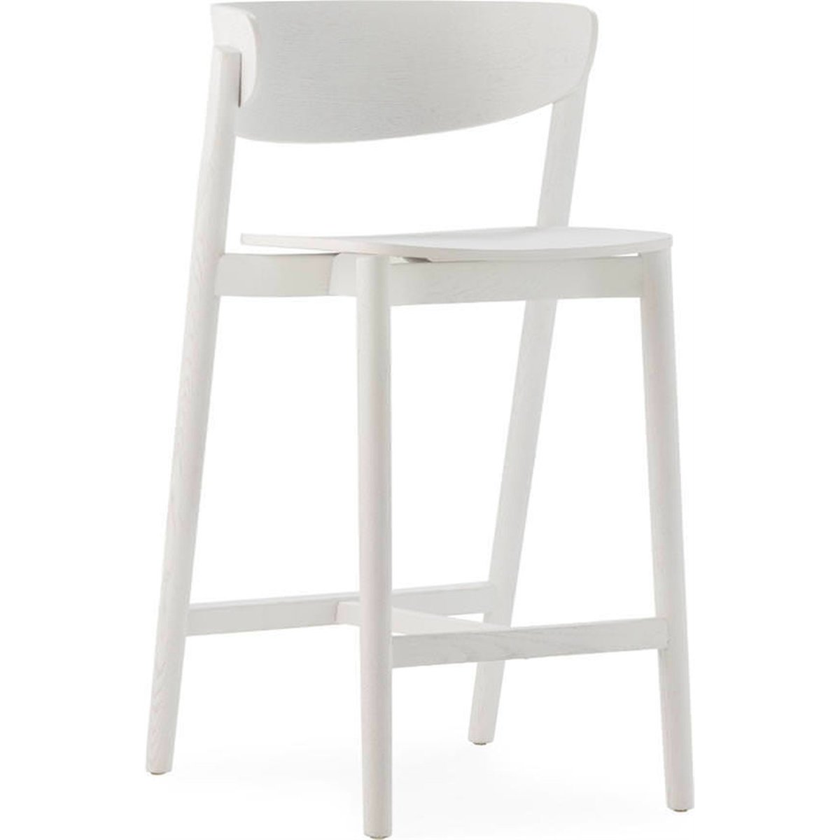 Tabouret haut en frêne massif blanc mat, RECOLLECTION