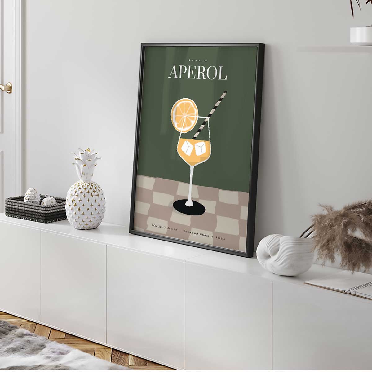 Affiche encadrée Aperol art graphique affiche + cadre en métal - noir, HEXOA
