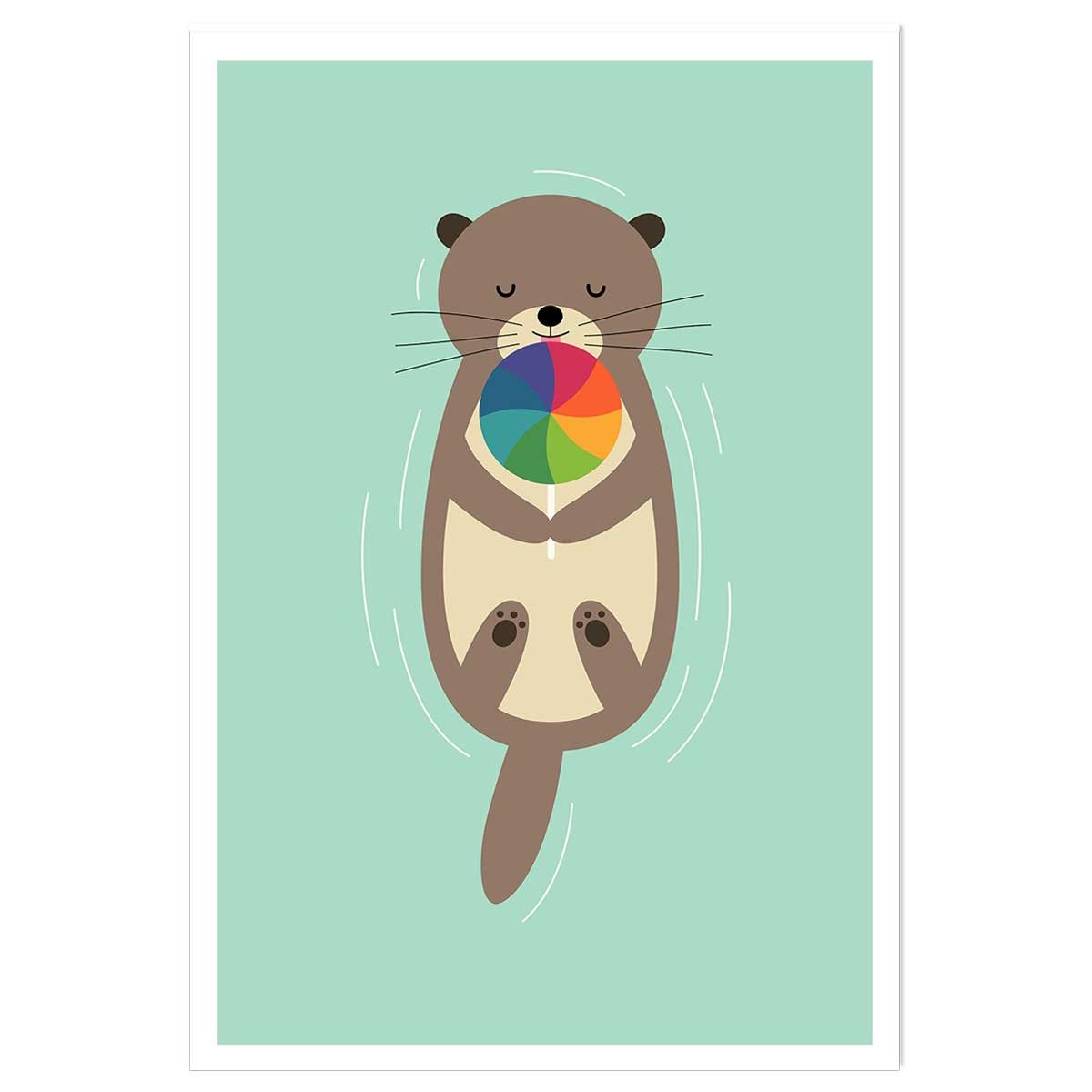 Affiche  loutre en baignade affiche seule, HEXOA