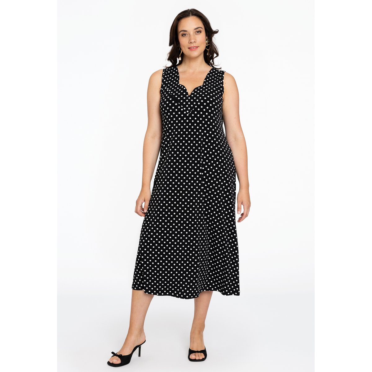 Robe avec imprimé à pois noir, YOEK
