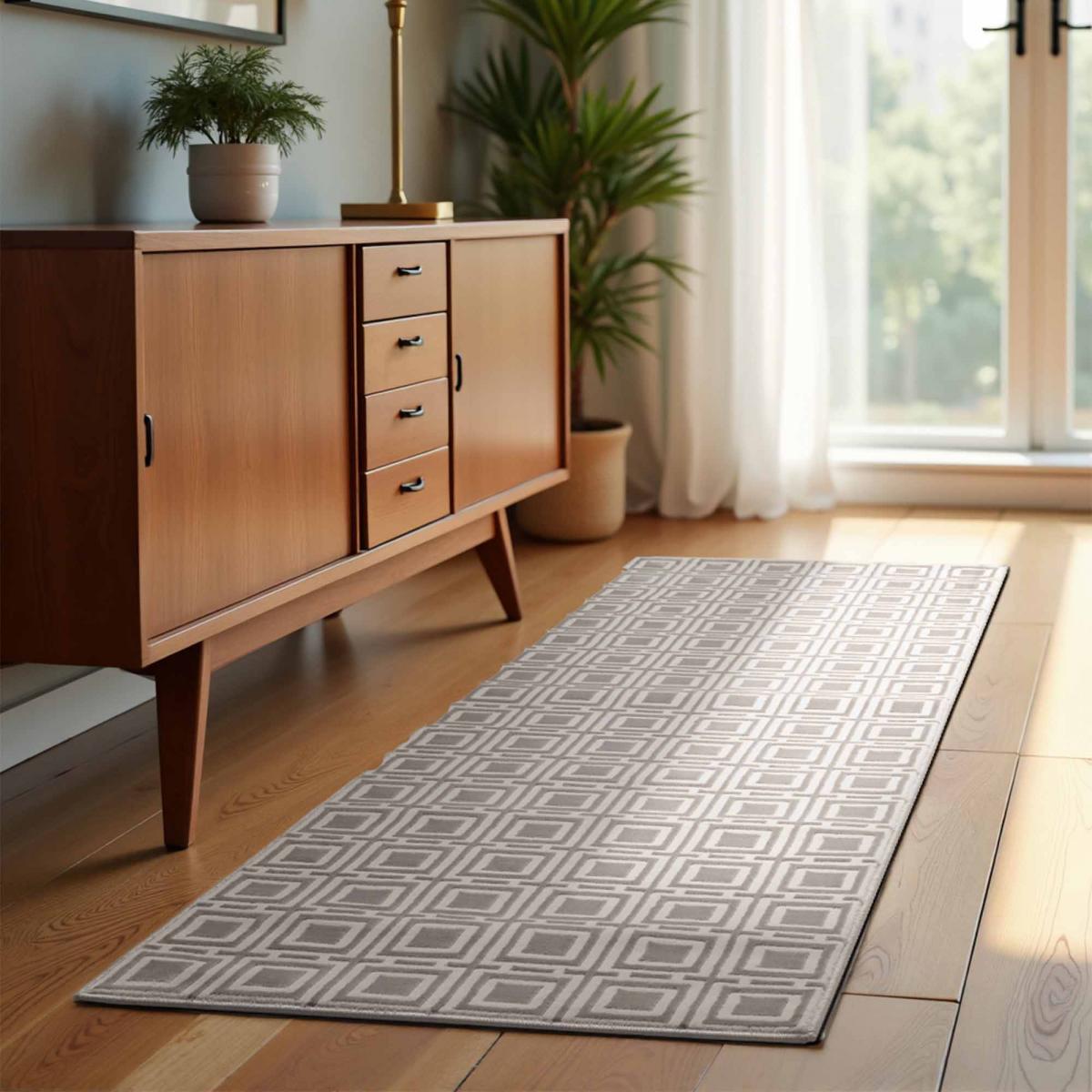 Tapis salon HOWLITE motif géométrique, design graphique et original, confort crème, UN AMOUR DE TAPIS