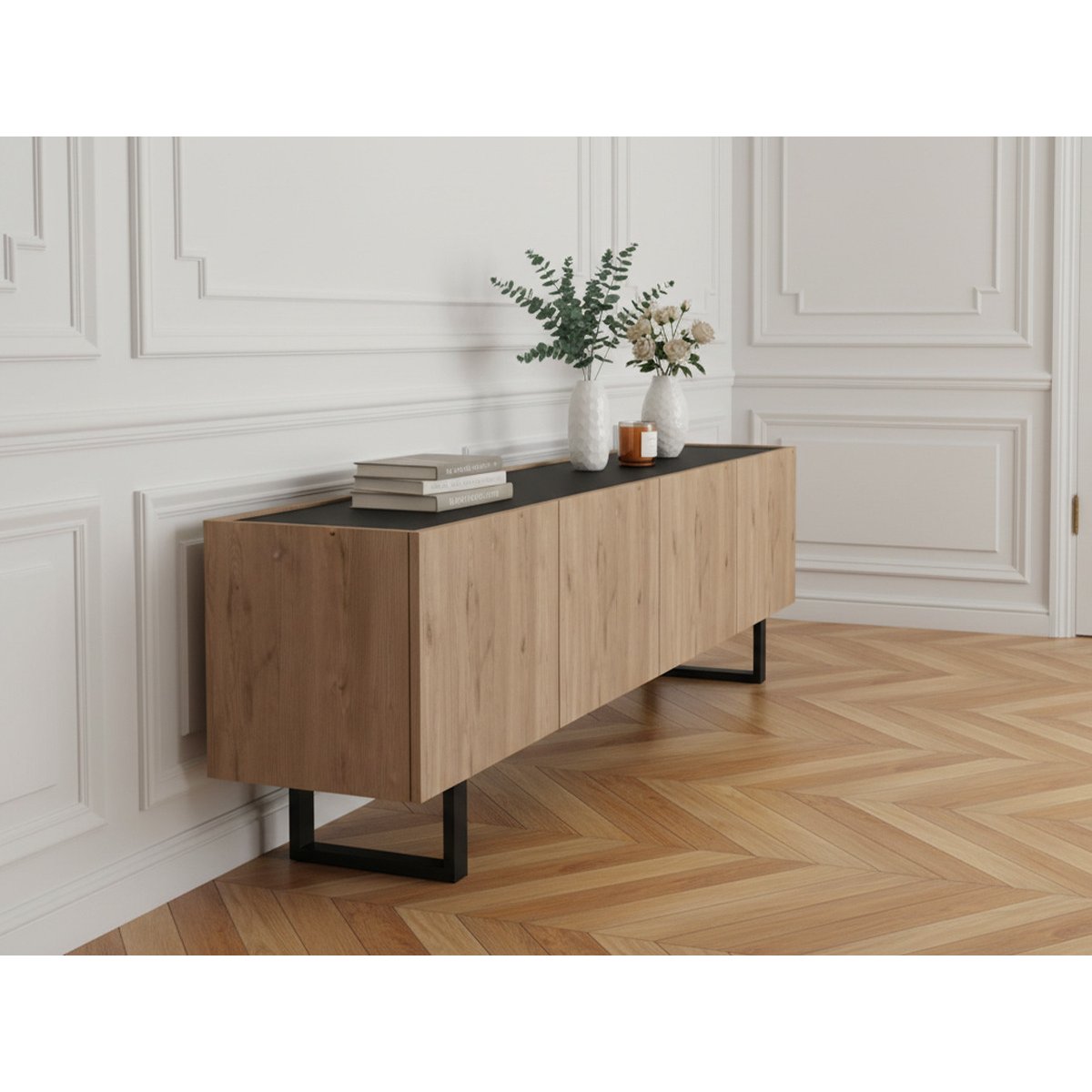 Meuble TV 180 cm panneaux de particules, OPERA marron clair, BOBOCHIC