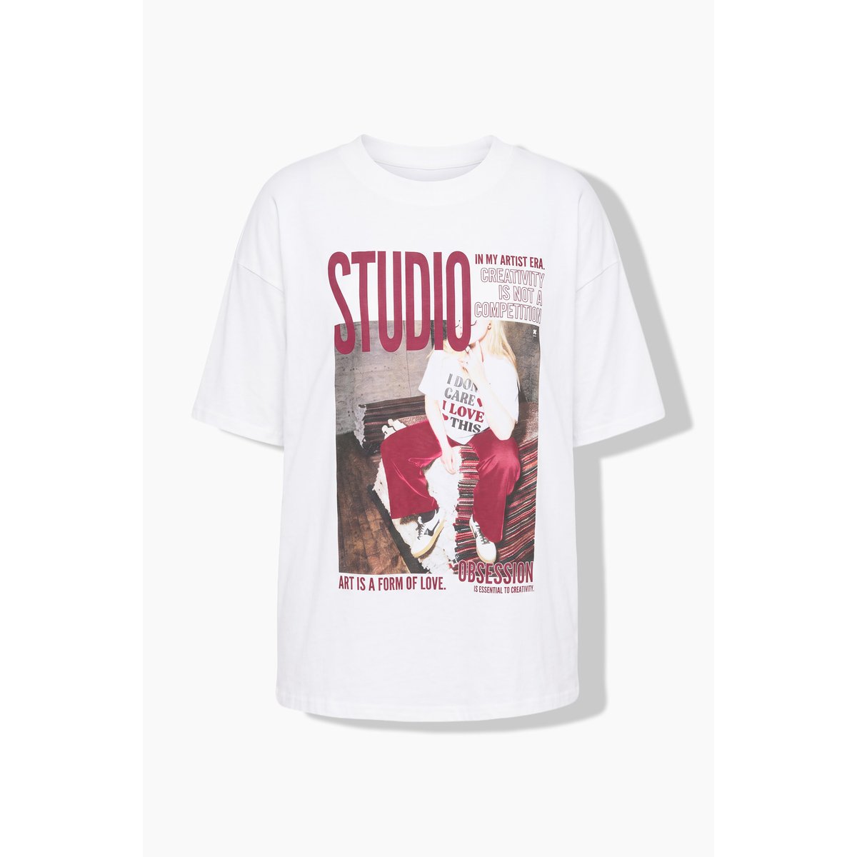 T-shirt oversize, imprimé devant et derrière blanc cassé, STUDIO UNTOLD