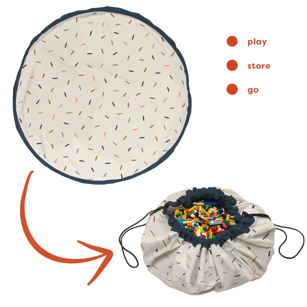 play&go - tapis de jeu & sac à jouets - confetti multicolor, PLAY ET GO