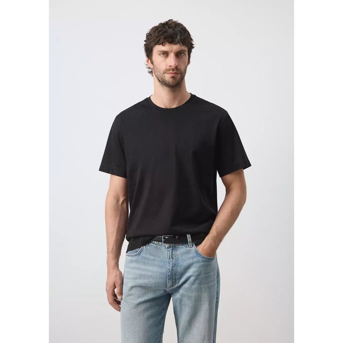T-shirt regular fit 190 g/m² noir, MANGO MAN