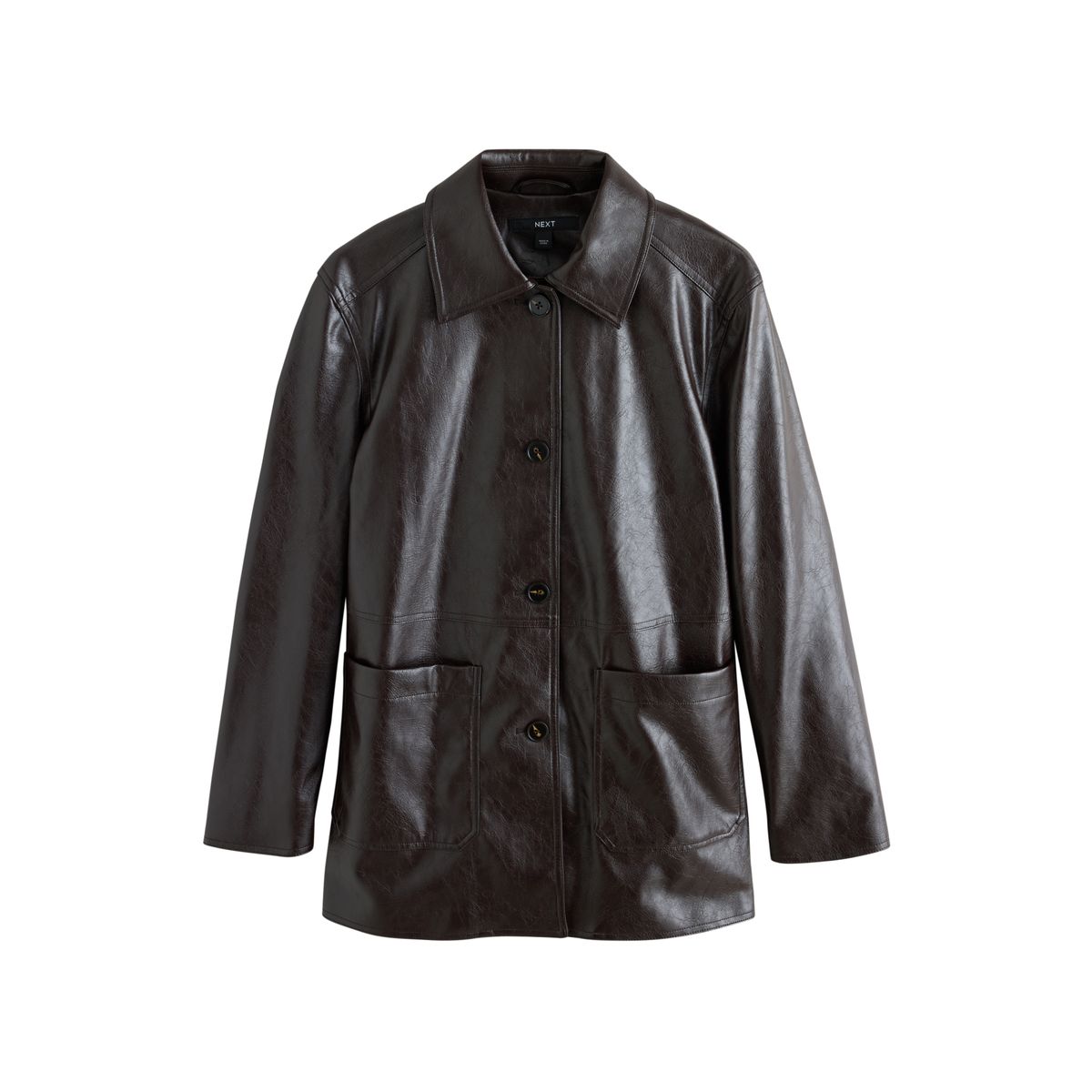 Veste boutonnée en similicuir marron chocolat, NEXT
