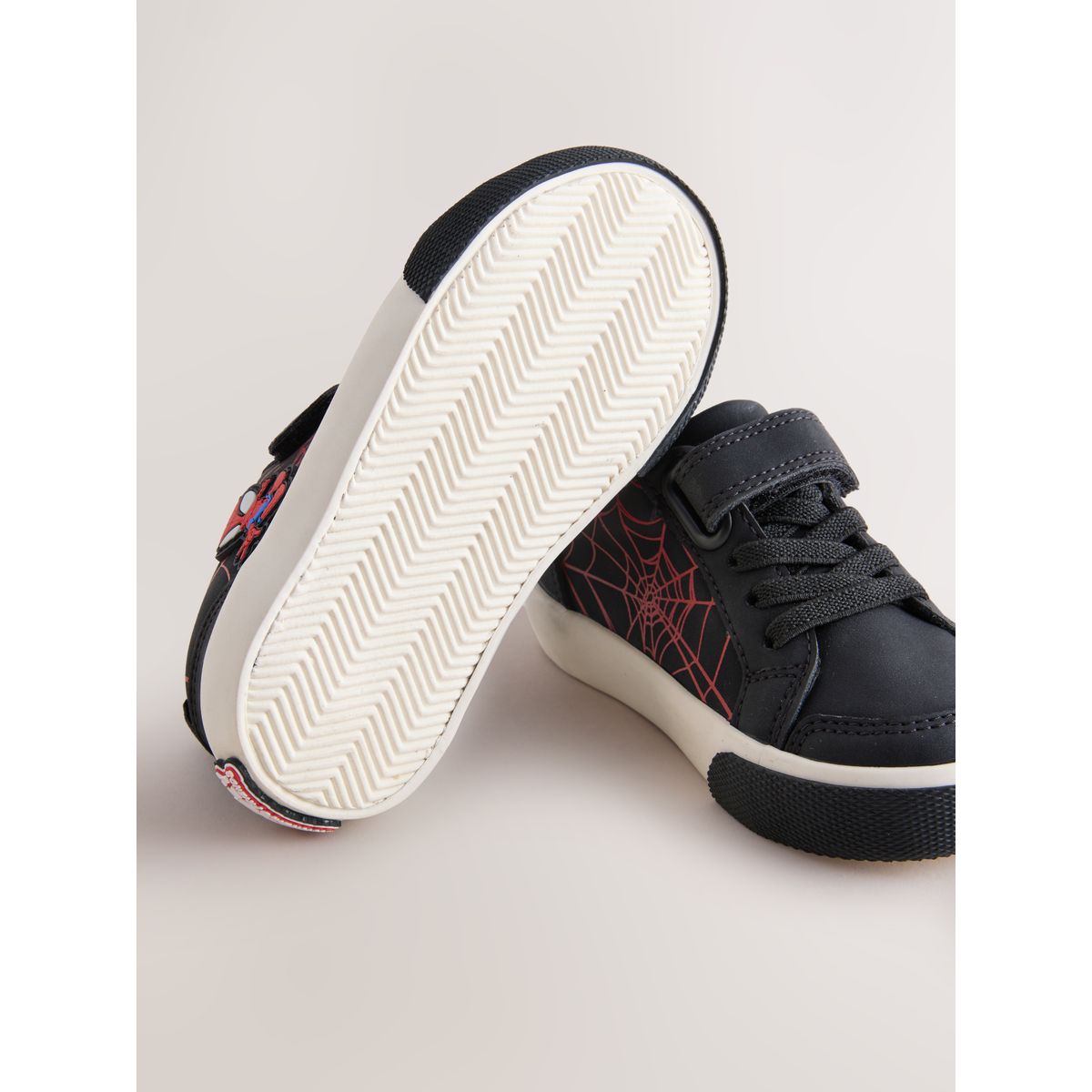 Baskets à lacets élastiques et scratch spiderman noir/rouge, NEXT