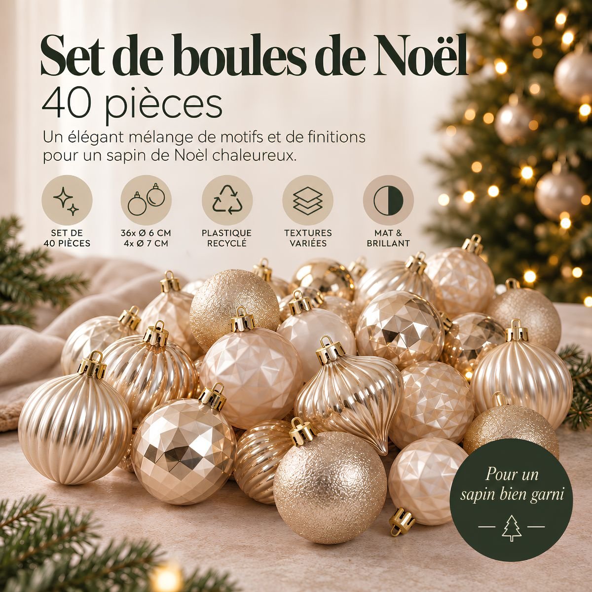 Boule de Noël or, MICA DECORATIONS