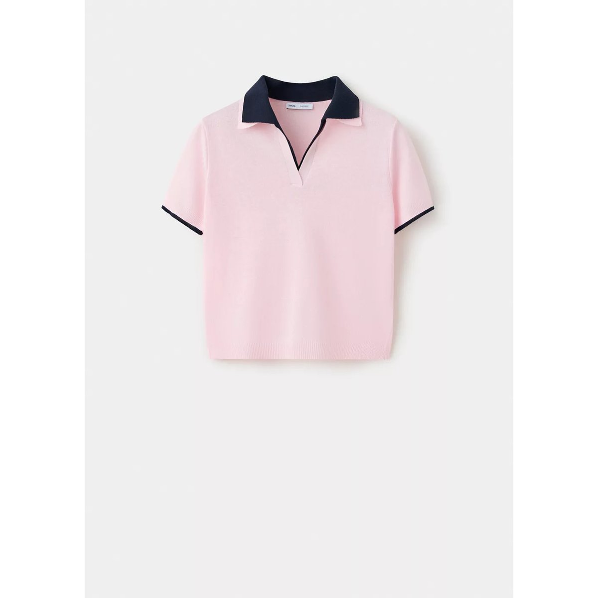 Polo en jersey avec col contrastant rose clair, MANGO