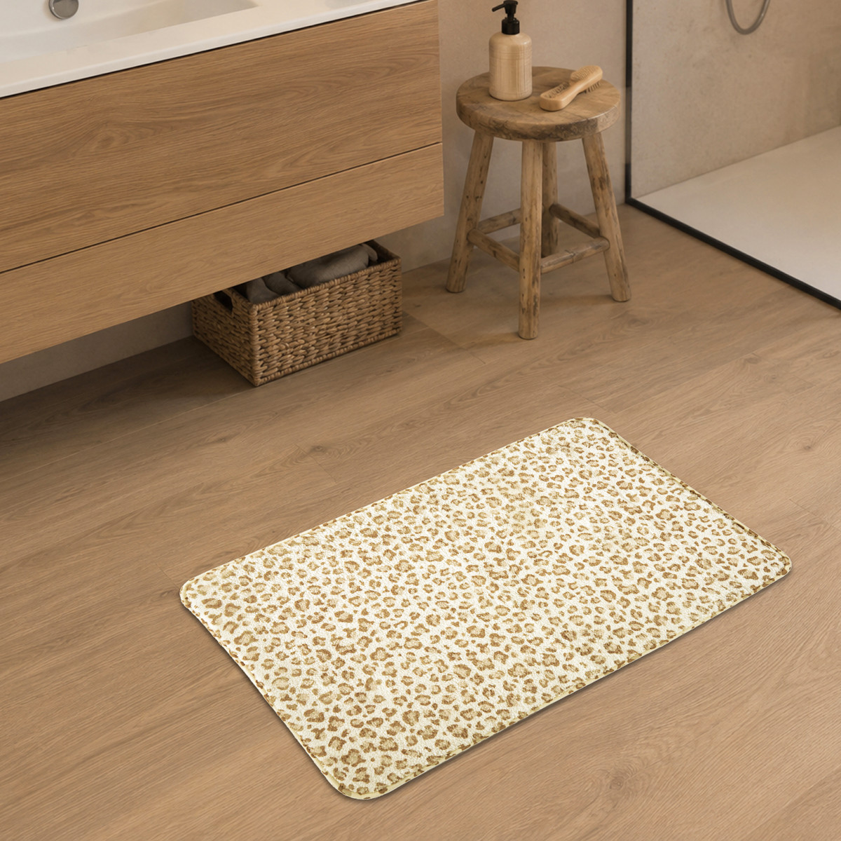 Tapis de bain léopard antidérapant LEOPARD marron, GUY LEVASSEUR