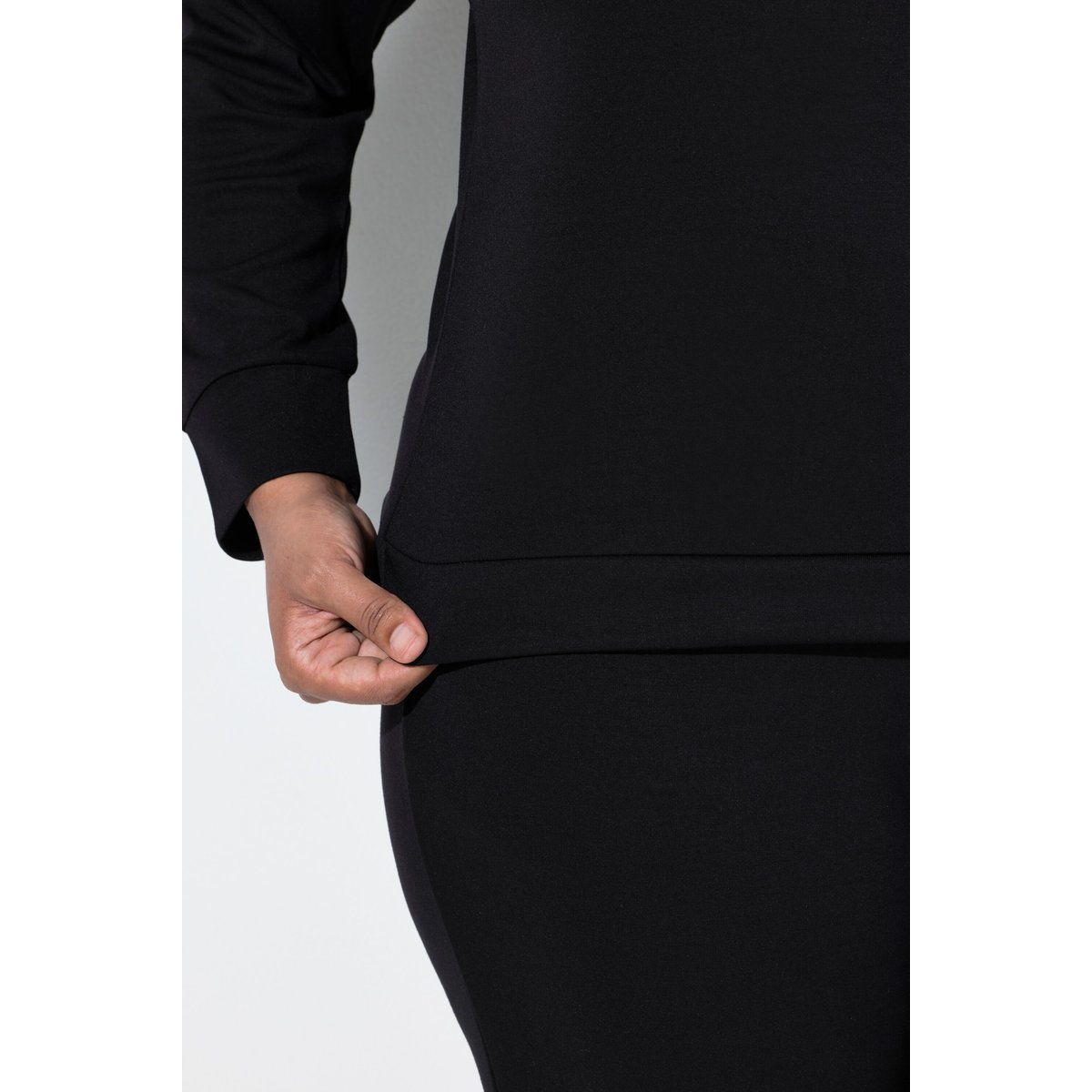 Sweat-shirt col rond et manches longues noir, ULLA POPKEN