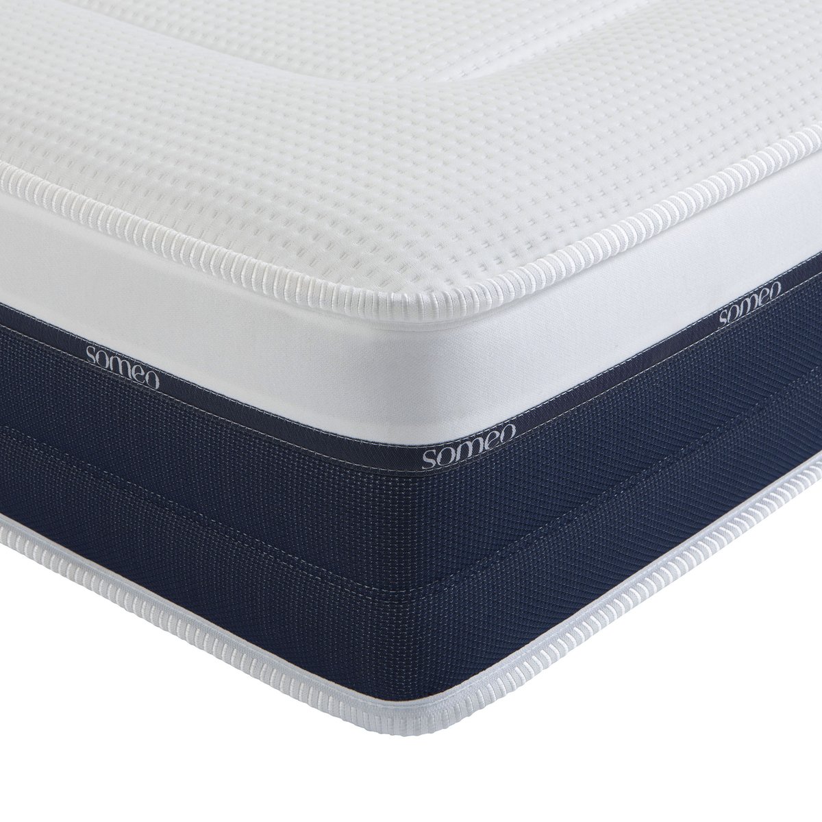 Ensemble matelas ressorts et mémoire de forme, sommier, pieds, couette et oreiller Rêve 600 blanc, SOMEO