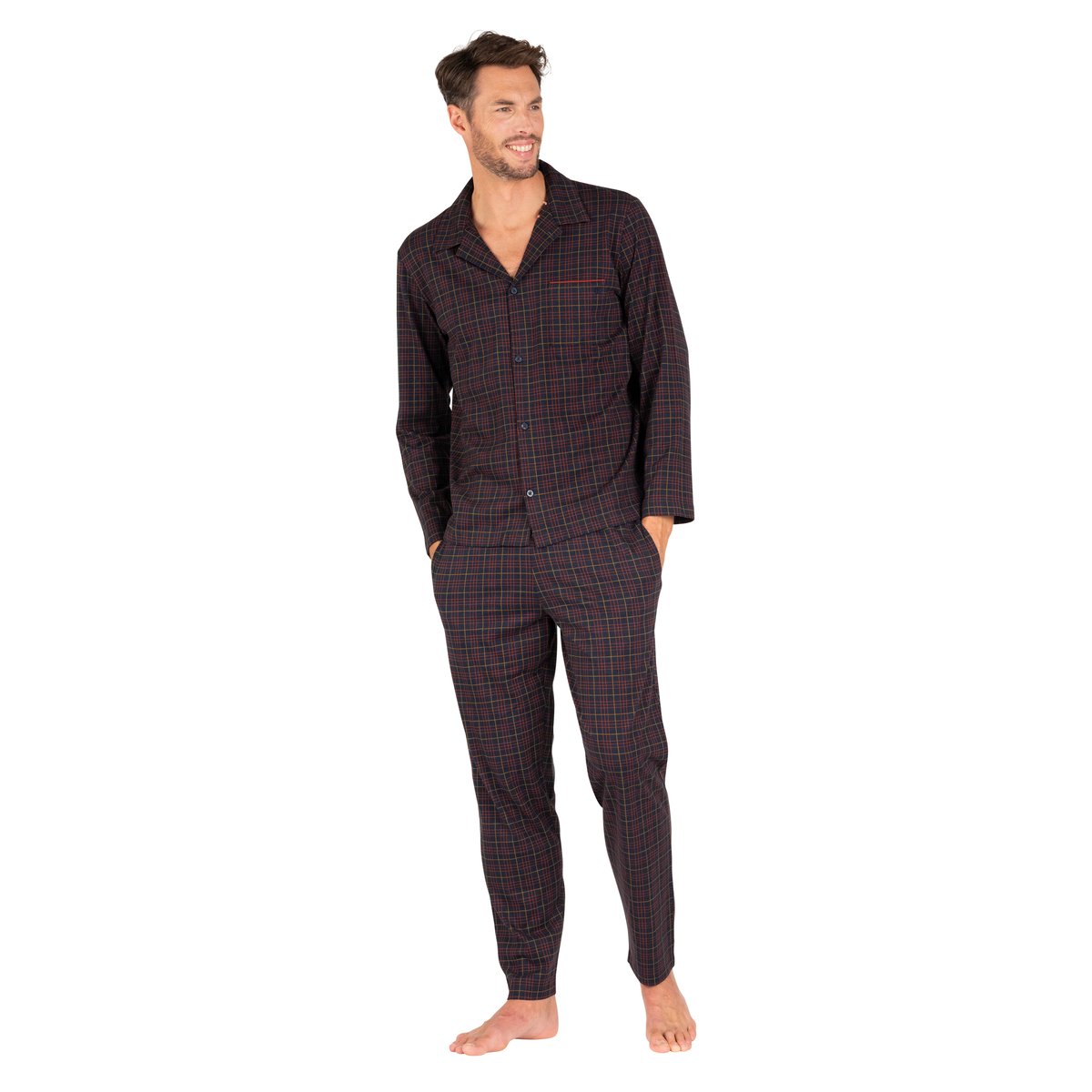Pyjama long col ouvert L'ECOSSAIS marine, EMINENCE