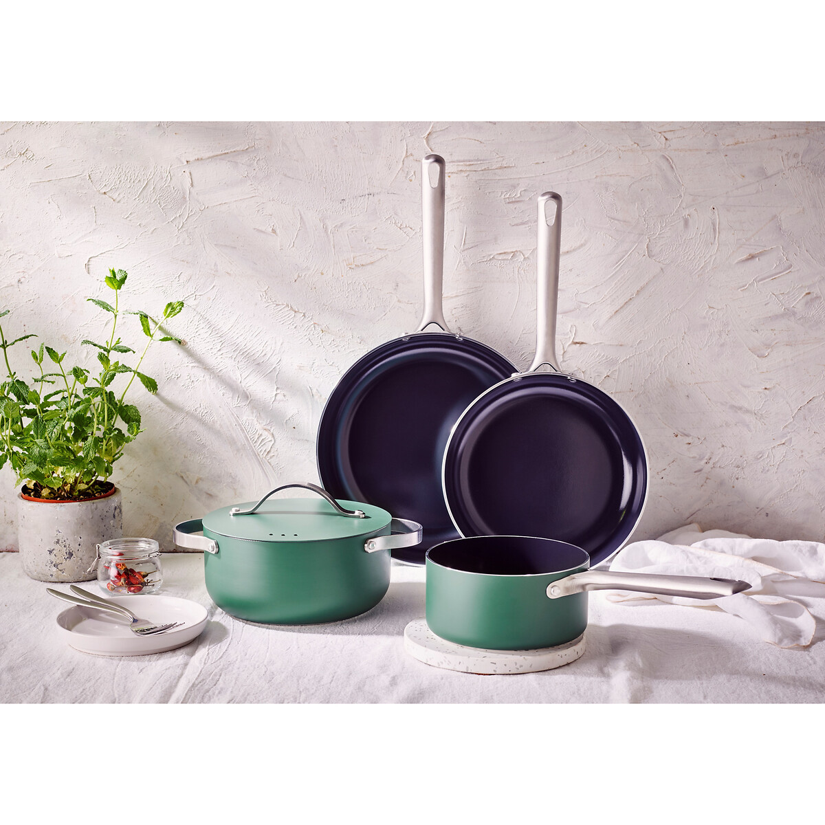 Batterie de cuisine 5 pièces MOBI vert, BEKA