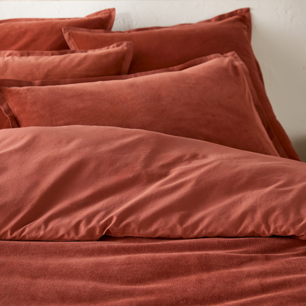 Noria Double-Sided Duvet Cover in Washed Cotton/Velvet sienna, LA REDOUTE INTERIEURS