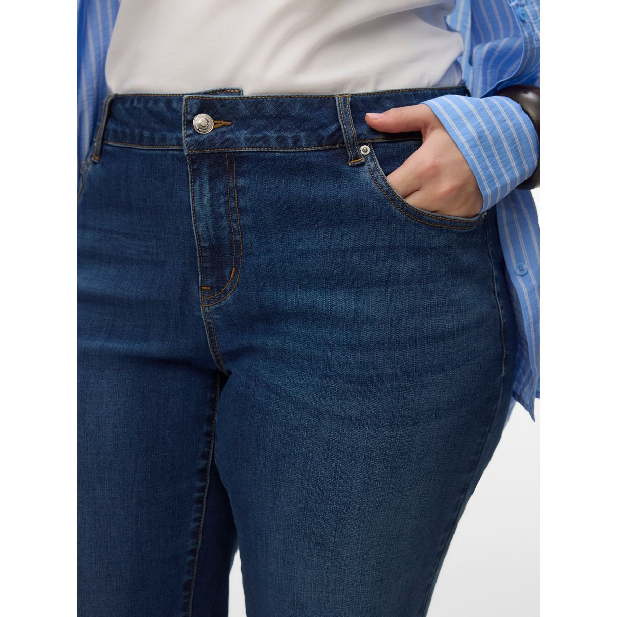 Jean À Coupe Large dark blue denim, VERO MODA