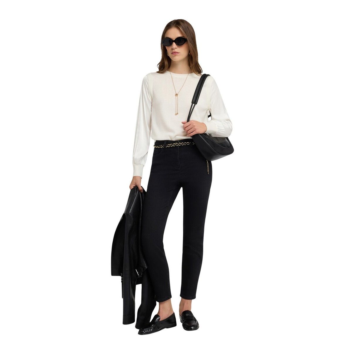 Jean skinny taille haute black wash noir, MOTIVI