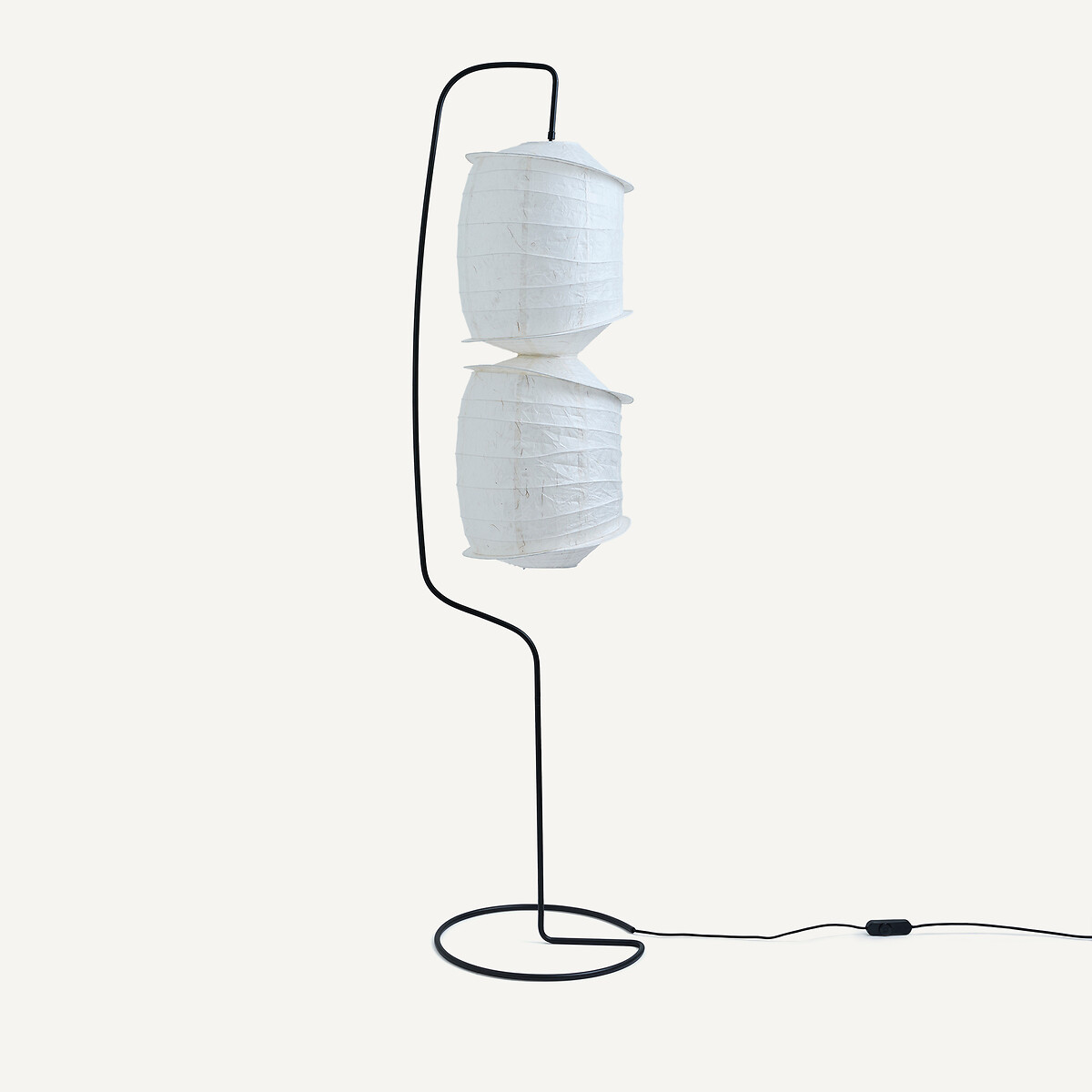Lampadaire en papier texturé et métal fer, NASSAH blanc, AM.PM