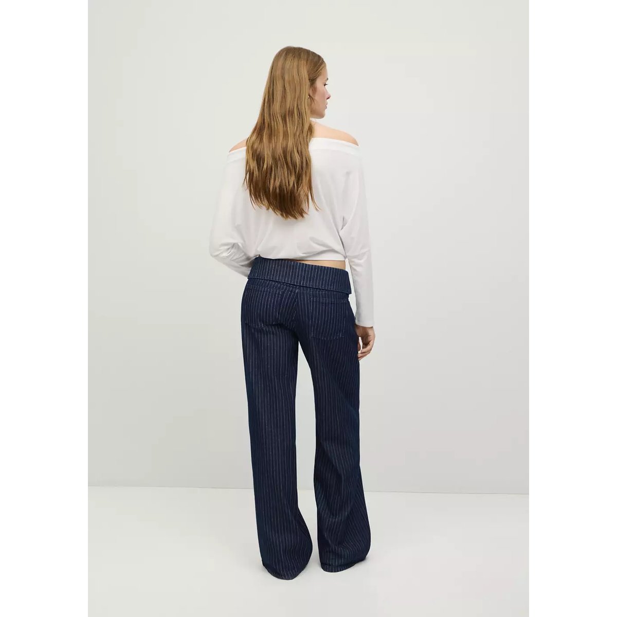 Jean wideleg fines rayures bleu, MANGO TEEN