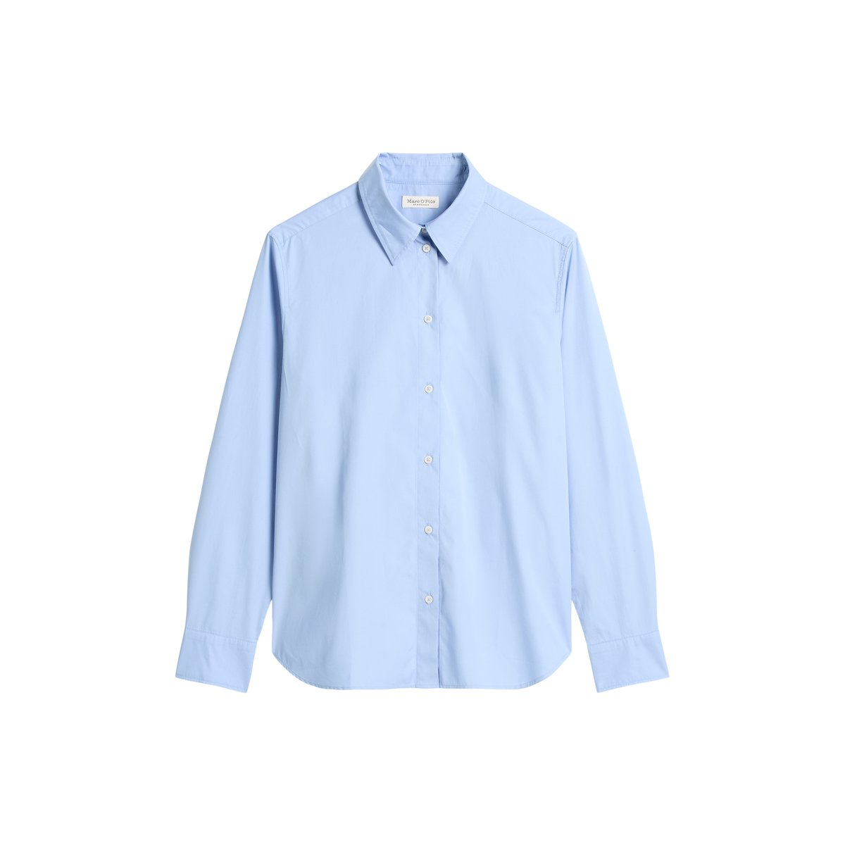 Blouse à manches longues regular en popeline de coton premium bleu clair, MARC O'POLO