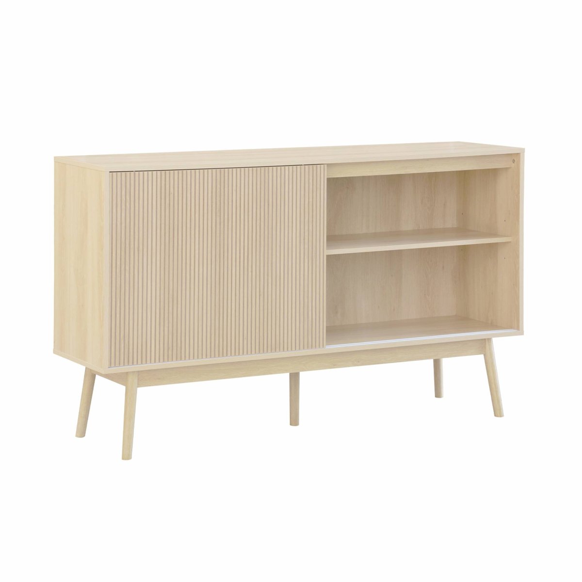 Buffet scandinave décor bois 2 portes 150cm LINEAR naturel, SWEEEK