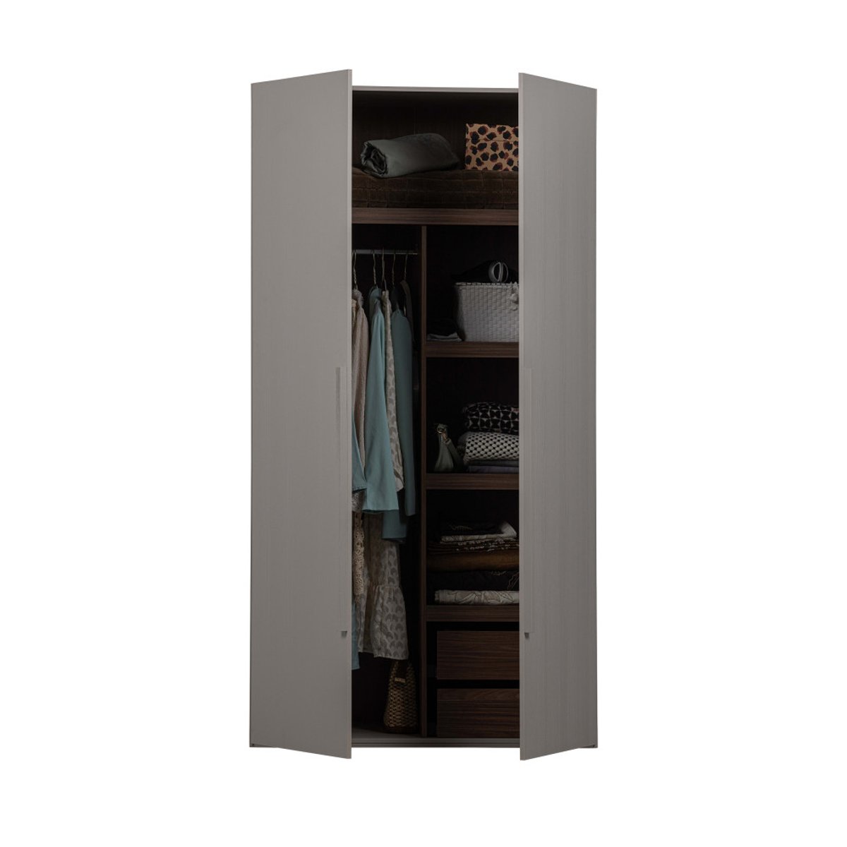 Armoire 2 portes en pin RENS gris clair, WOOOD