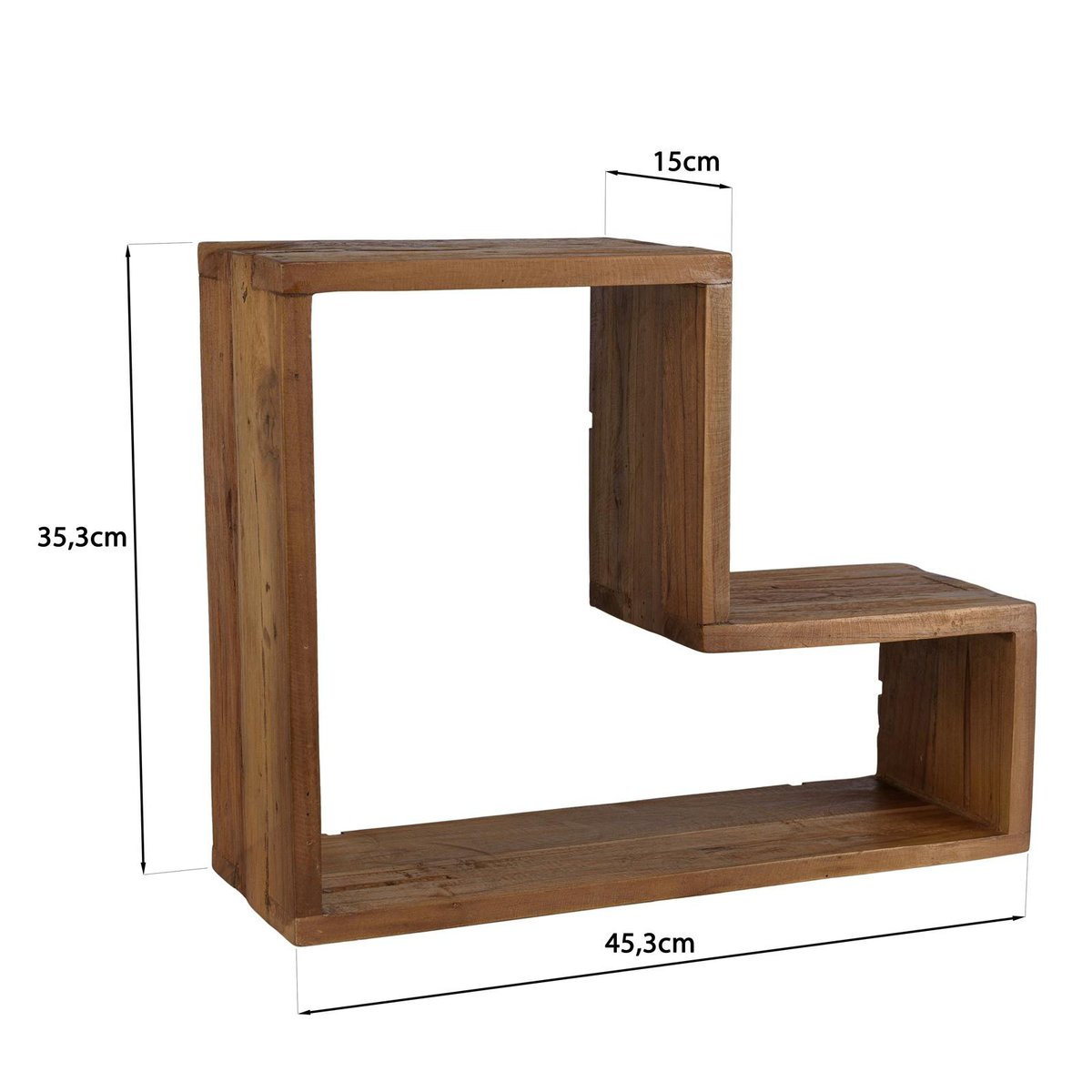 Etagère murale forme L bois de teck recyclé SWING bois naturel, PIER IMPORT